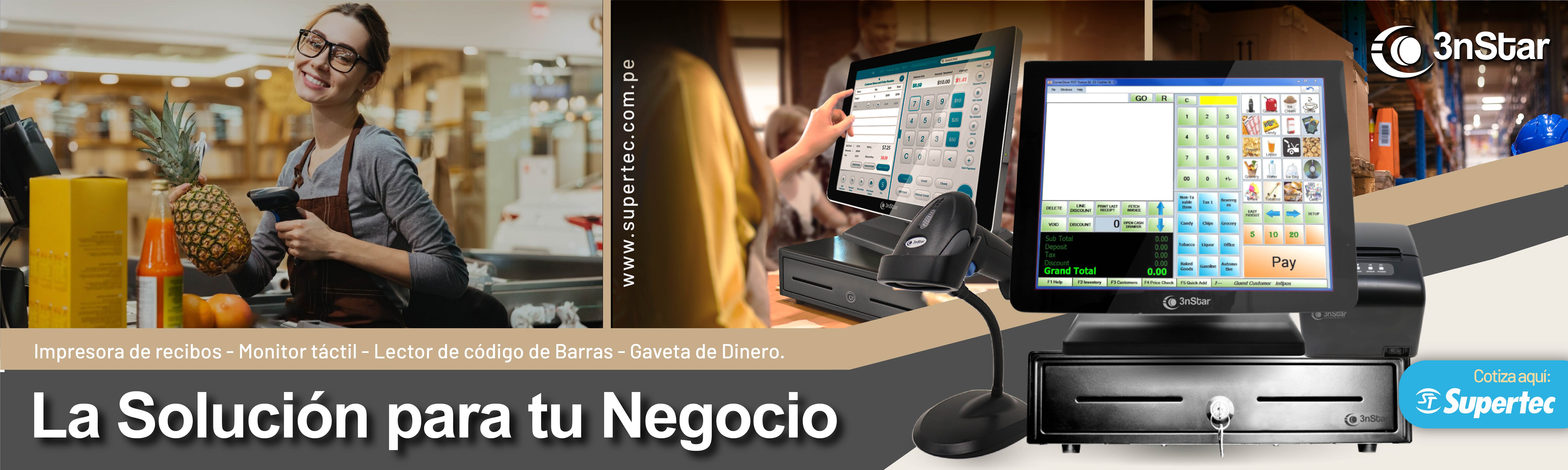 Punto de venta 3nstar lector, impresora térmica, codigo de barras, AIO, monitor tactil